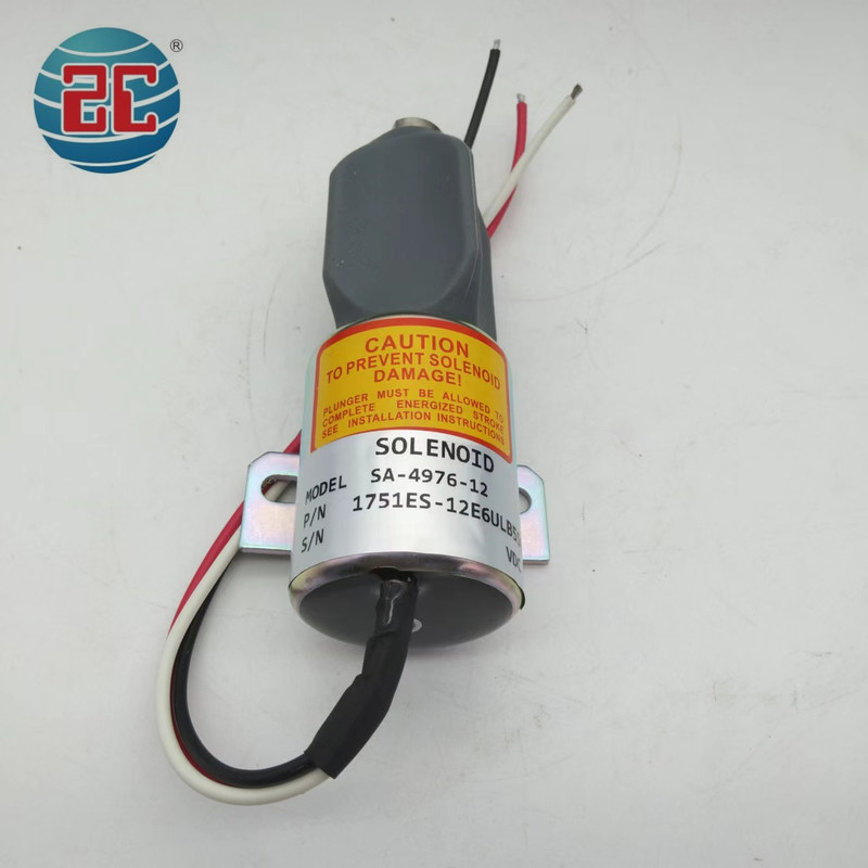 Válvula de solenoide da parada de SA-4876-12 1751ES-12E6ULB5S8 para fios de Engine 12V 3 da máquina escavadora